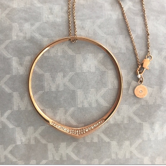 New authentic MK rosegold tone Pave circle pendant - Picture 3 of 5